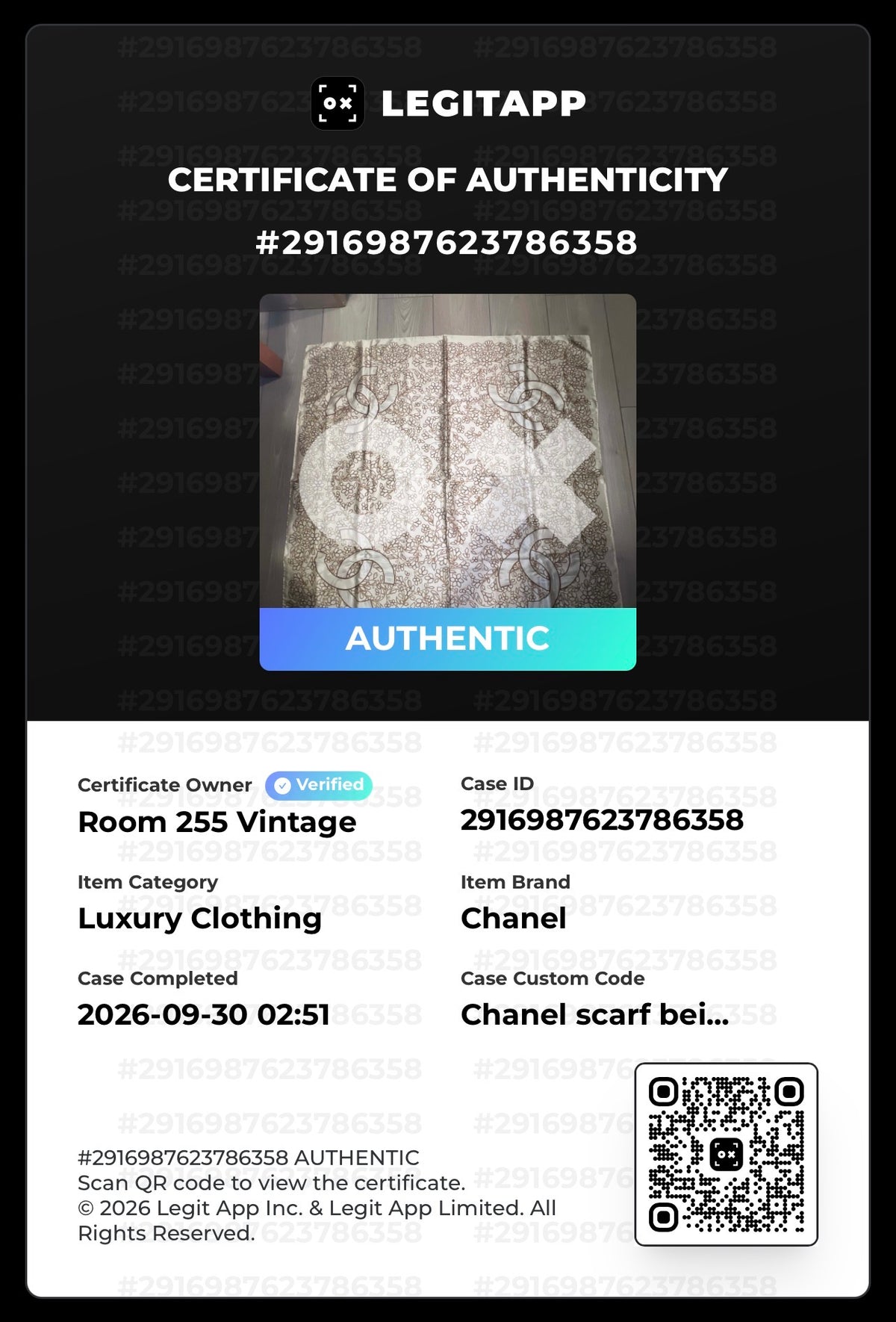 Chanel Beige Leaf Print Large Silk Scarf