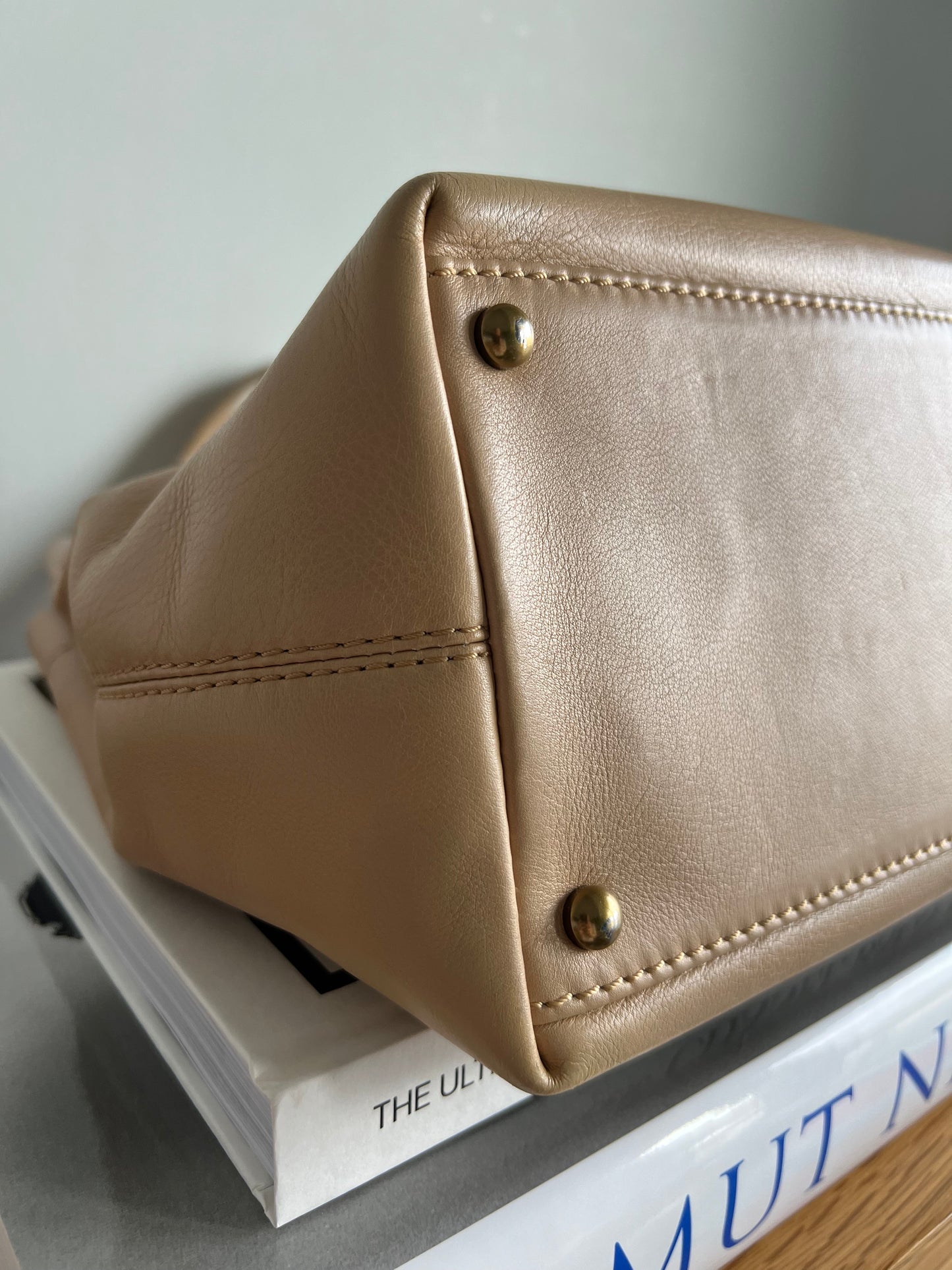 Chanel Vintage Small Cerf Two Way Tote Beige 2002-2004 7 Series