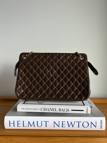 Chanel Vintage Brown Matelasse Shoulder Bag 1989-1992 era