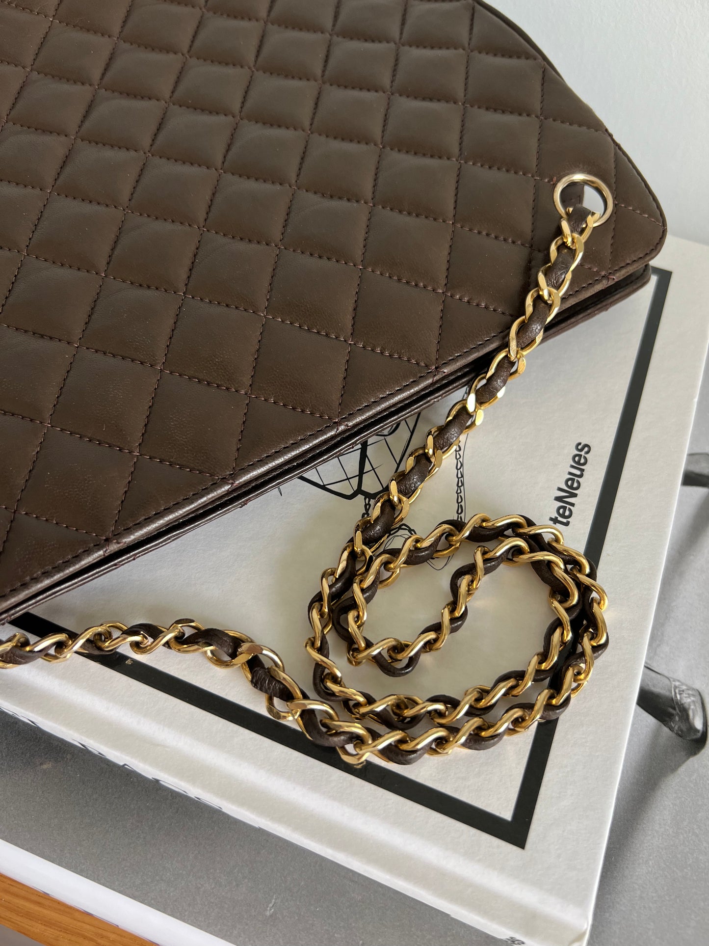 Chanel Vintage Brown Matelasse Shoulder Bag 1989-1992 era