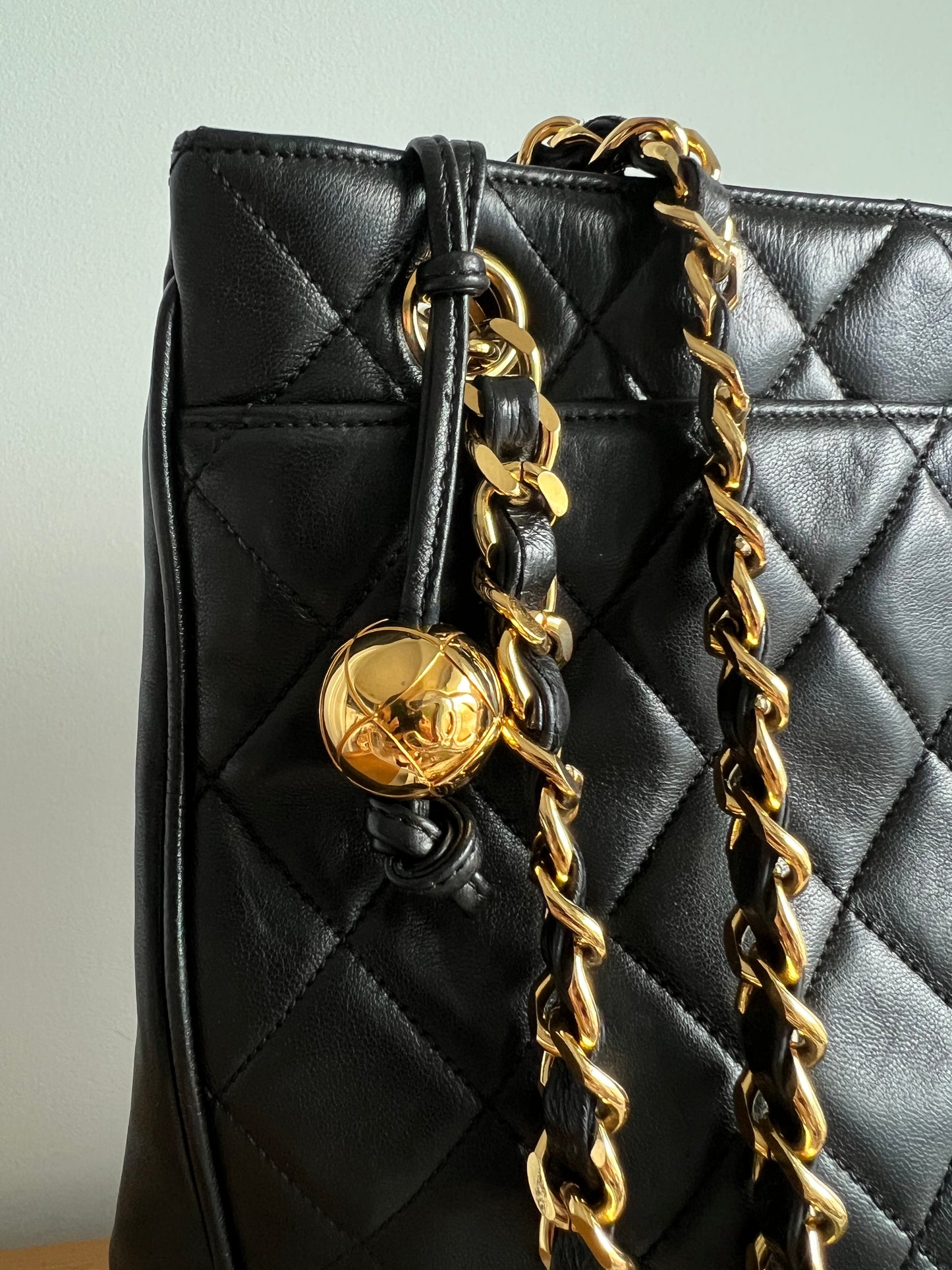 Chanel Black Vintage Matelasse Shoulder Bag 1992 era