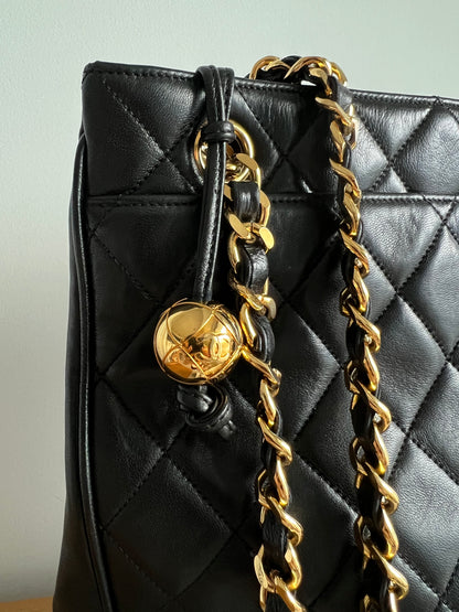 Chanel Black Vintage Matelasse Shoulder Bag 1992 era