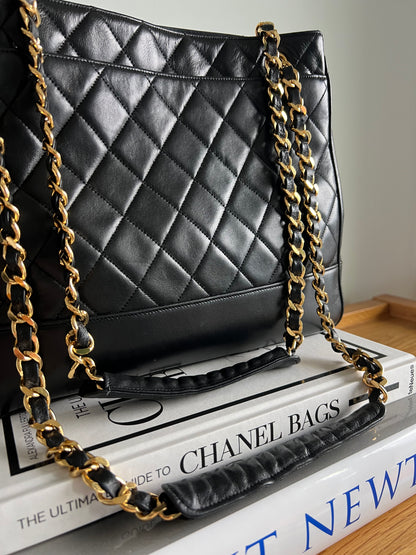 Chanel Black Vintage Matelasse Shoulder Bag 1992 era