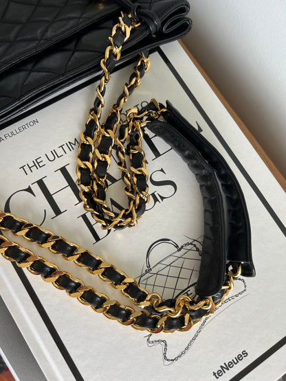 Chanel Black Vintage Matelasse Shoulder Bag 1992 era
