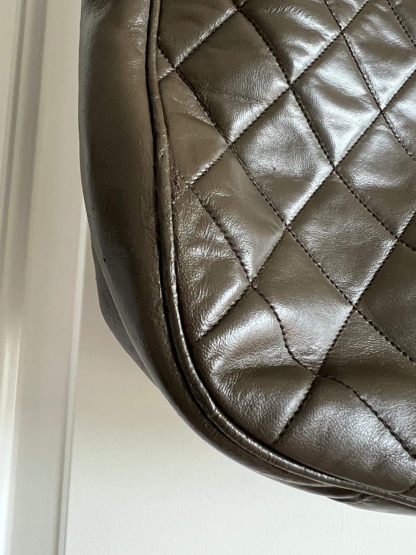 Chanel Vintage Matelasse Tote Bag Brown 3 series (retouched paint)