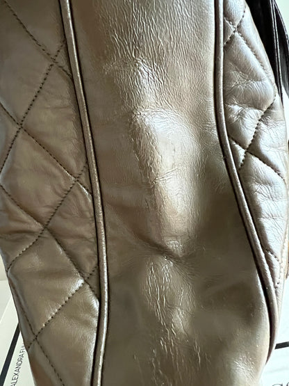 Chanel Vintage Matelasse Tote Bag Brown 3 series (retouched paint)