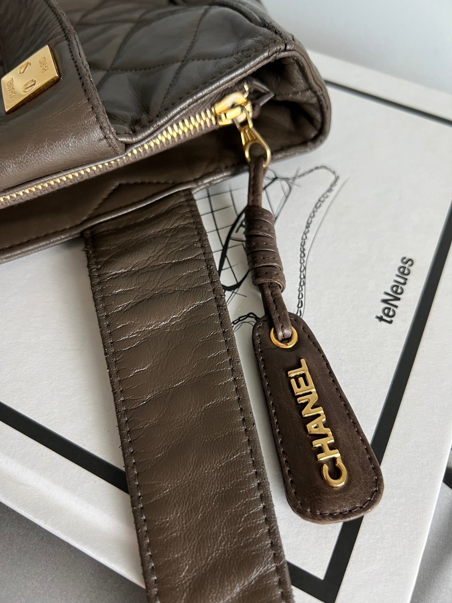 Chanel Vintage Matelasse Tote Bag Brown 3 series (retouched paint)