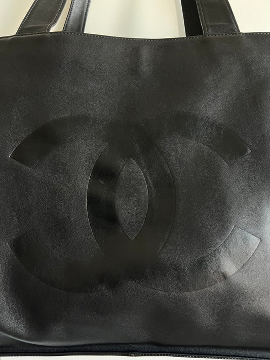 Chanel Extra Large Black Lamb Leather Tote Series 5 Full Set