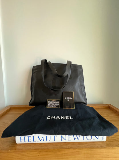 Chanel Extra Large Black Lamb Leather Tote Series 5 Full Set