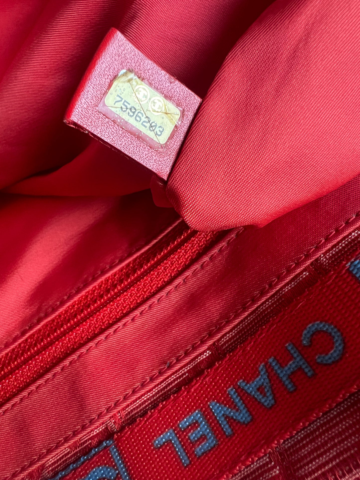 Chanel Travel Line Jacquard Tote and Pouch - Red RARE