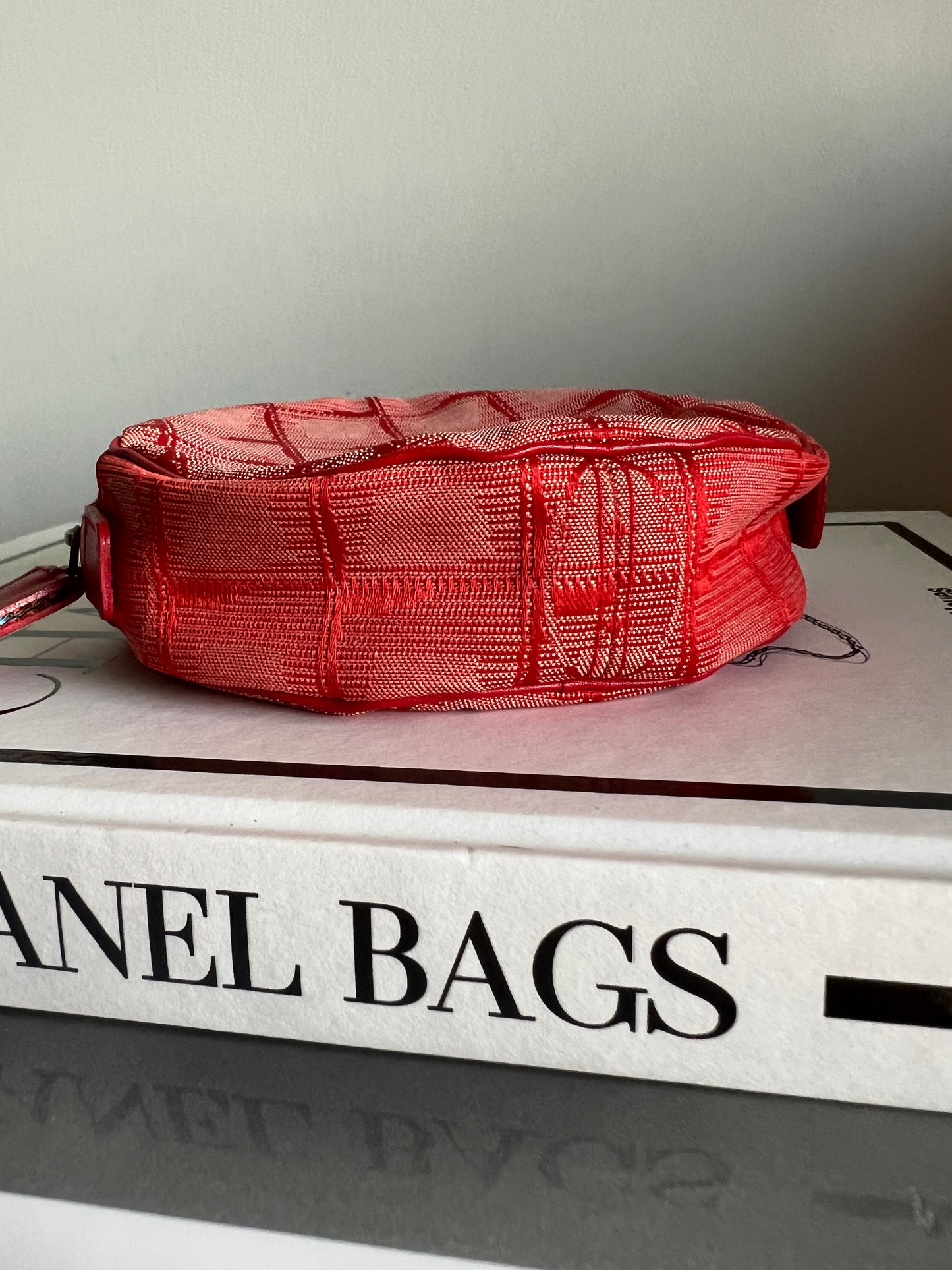 Chanel Travel Line Jacquard Tote and Pouch - Red RARE