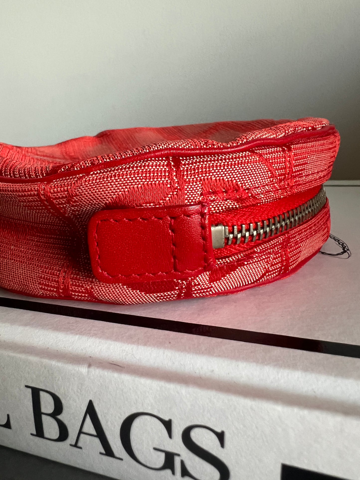 Chanel Travel Line Jacquard Tote and Pouch - Red RARE