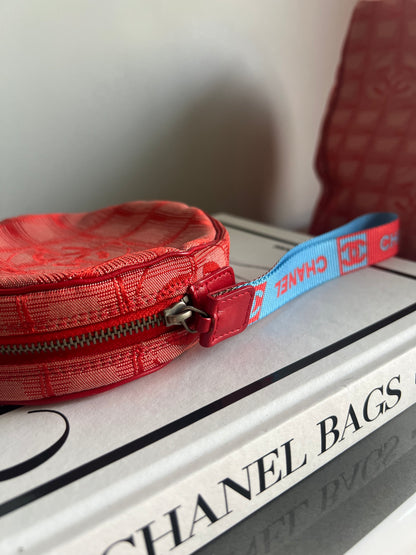 Chanel Travel Line Jacquard Tote and Pouch - Red RARE