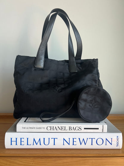 Chanel Travel Line Tote and Pouch Set In Black