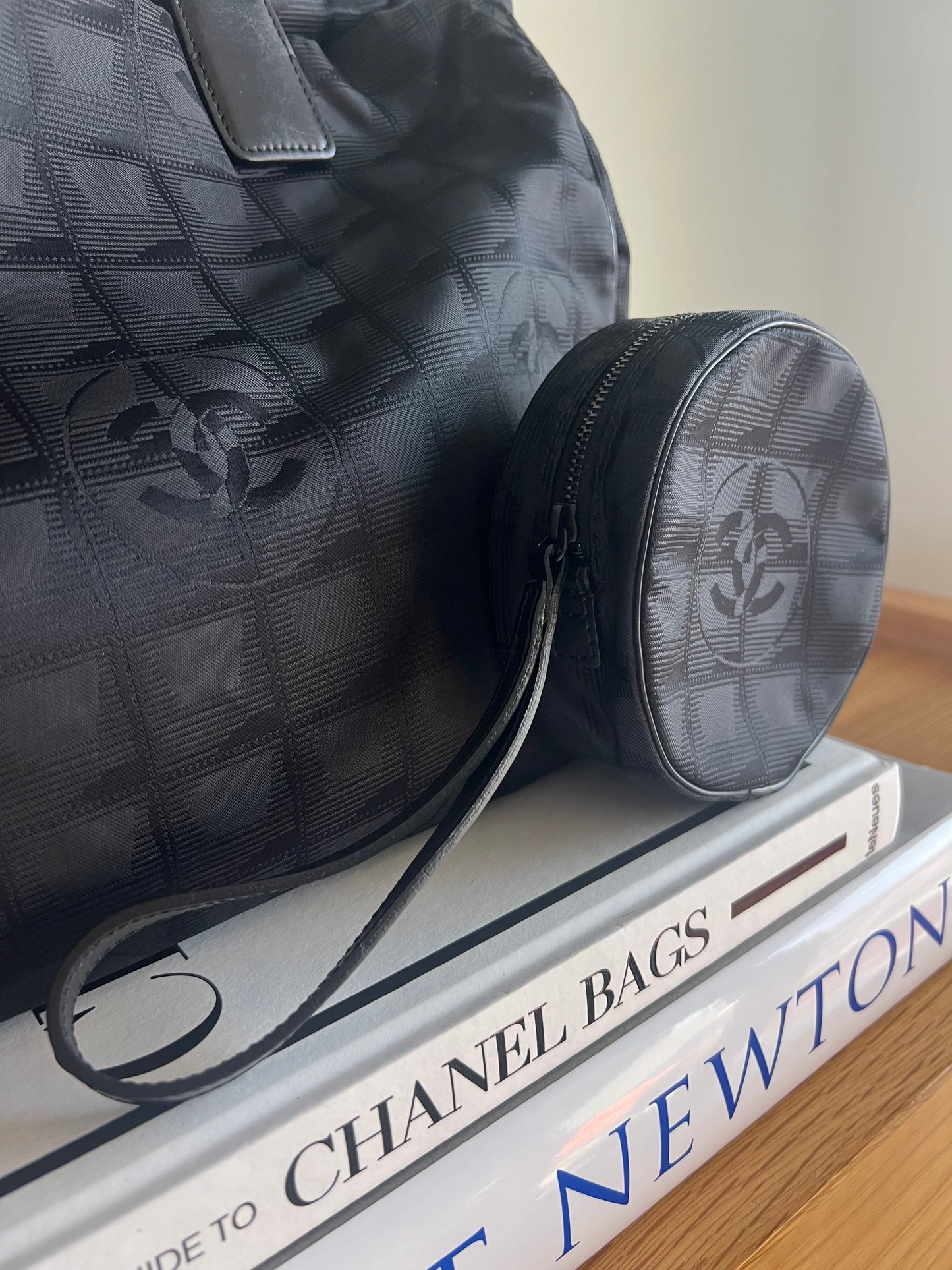 Chanel Travel Line Tote and Pouch Set In Black