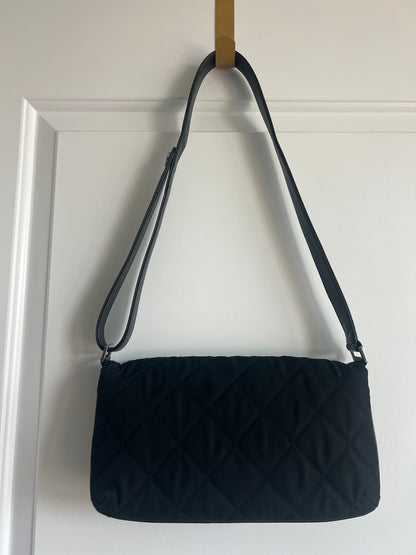 Chanel Giant 2.55 Mademoiselle Black Quilted Nylon Flap