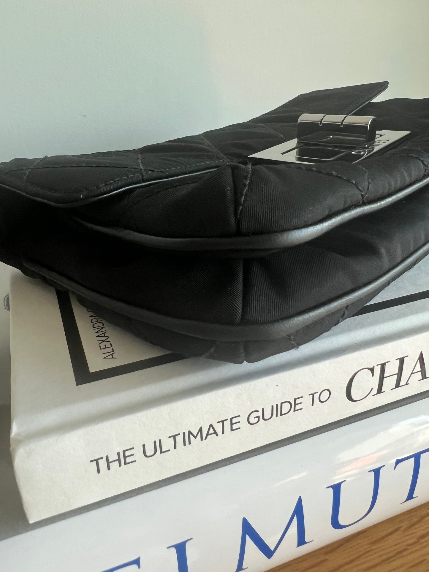 Chanel Giant 2.55 Mademoiselle Black Quilted Nylon Flap
