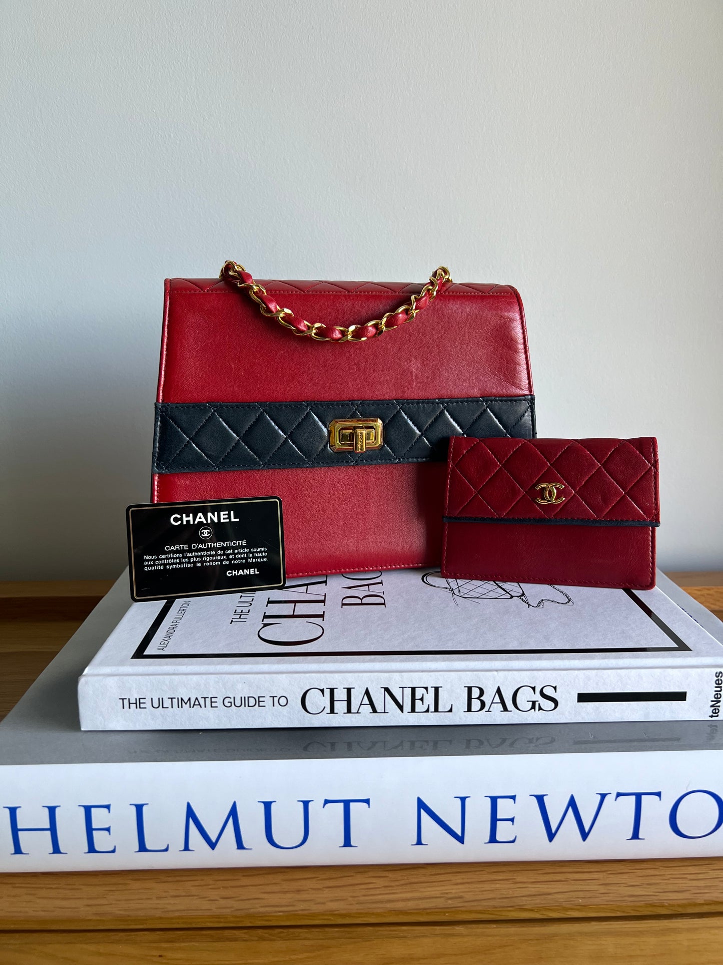 Chanel Trapezoid 2.55 Bi-Colour Red and Navy Set - Full Set