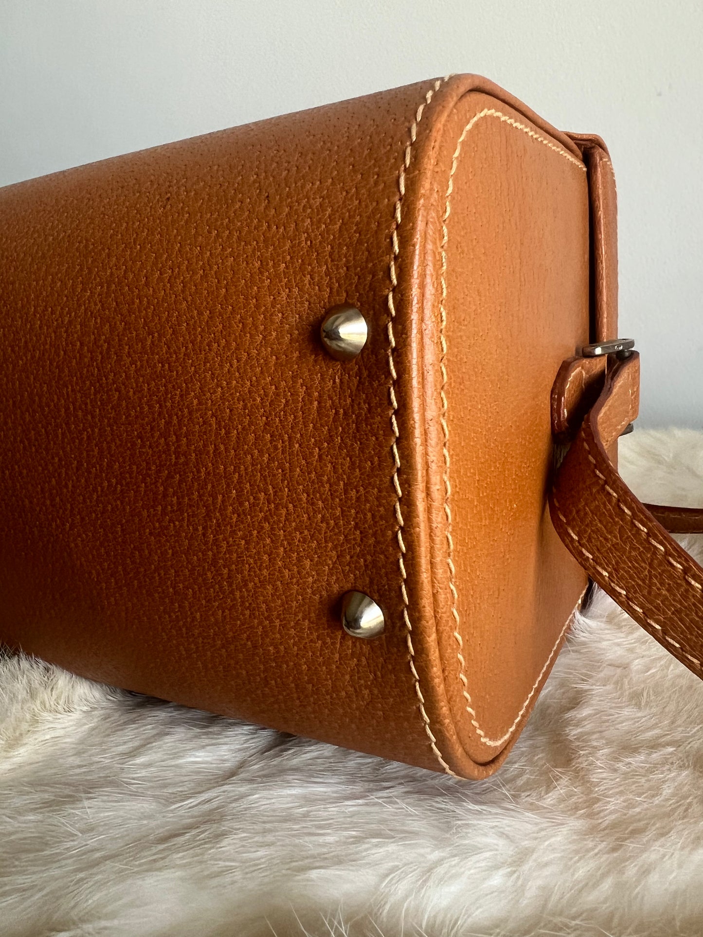 Gucci Tan Leather Box Cargo Bag - Rare Vintage