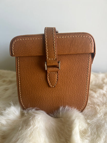 Gucci Tan Leather Box Cargo Bag - Rare Vintage