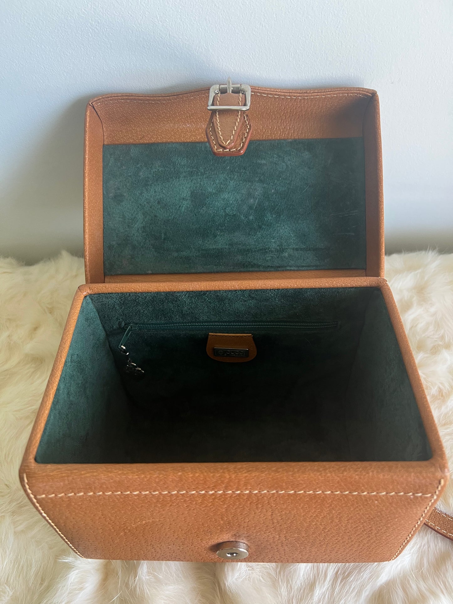 Gucci Tan Leather Box Cargo Bag - Rare Vintage