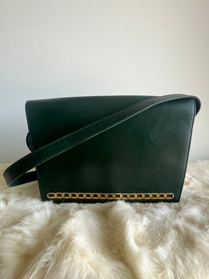 Gucci Shoulder Cross Body Green Box Trapezoid Leather Vintage Bag