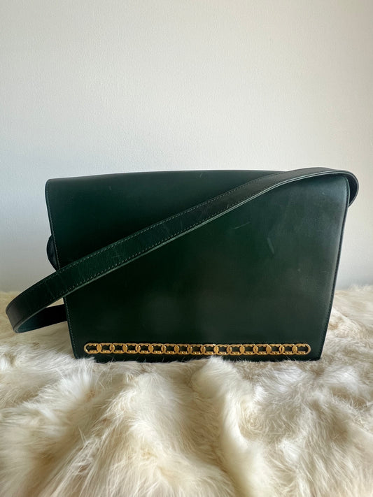 Gucci Shoulder Cross Body Green Box Trapezoid Leather Vintage Bag