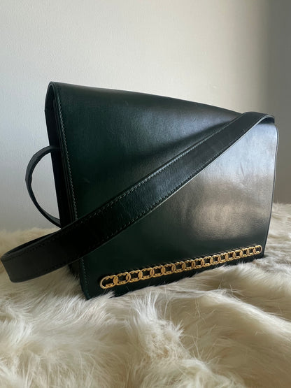 Gucci Shoulder Cross Body Green Box Trapezoid Leather Vintage Bag