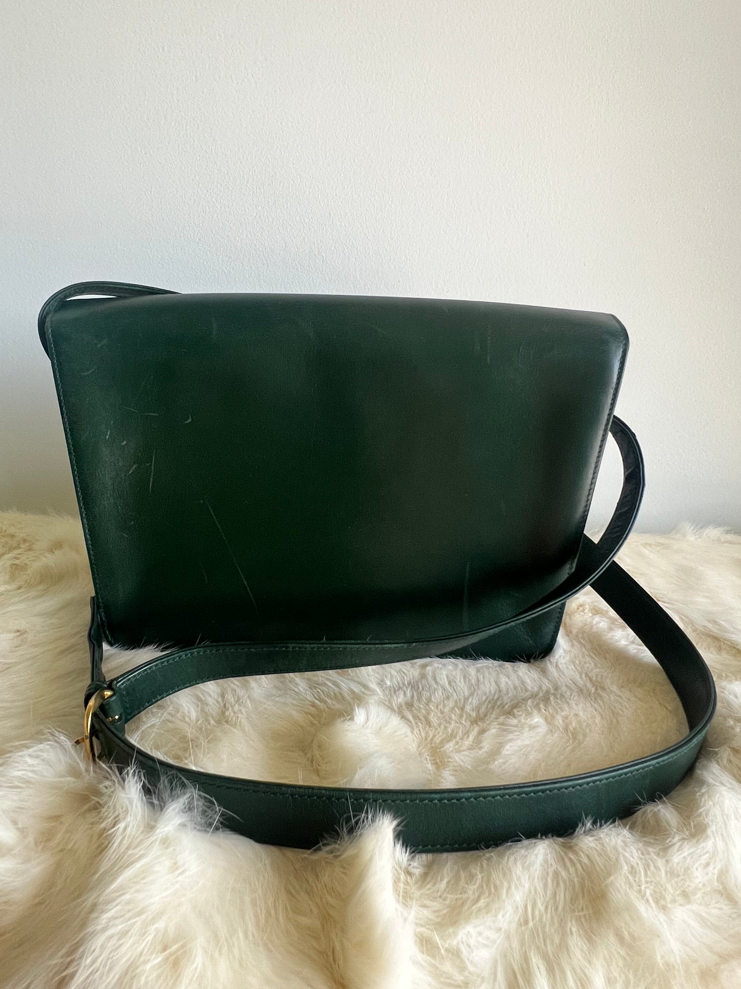 Gucci Shoulder Cross Body Green Box Trapezoid Leather Vintage Bag