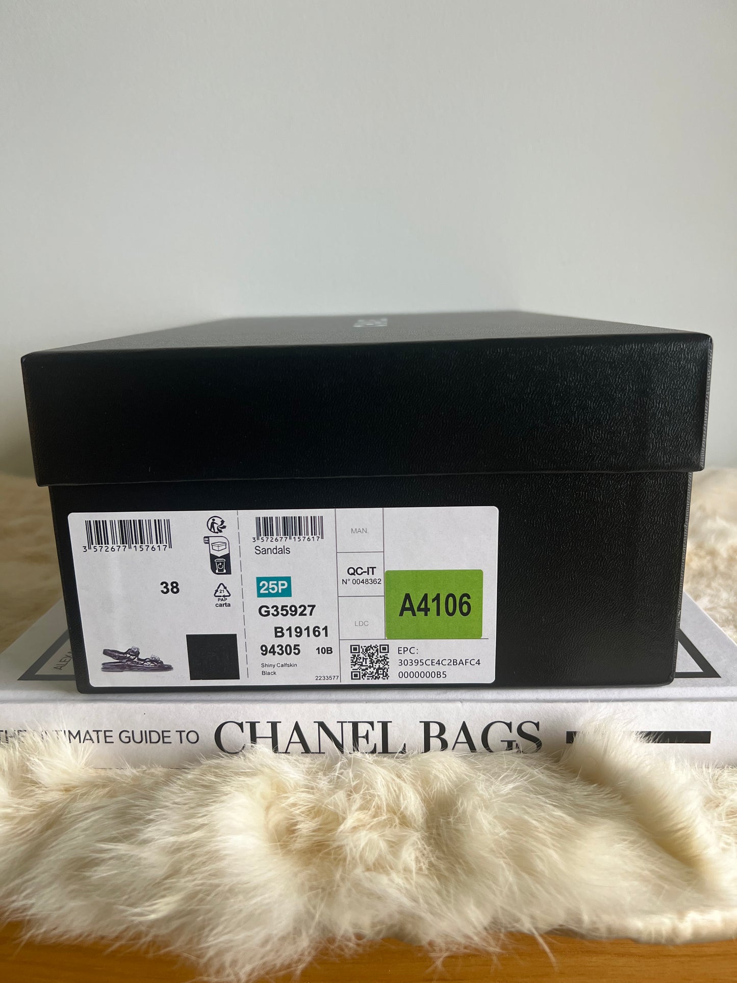 Chanel Shiny Calf Skin Dad Sandals with Crystals Size 38 New In Box