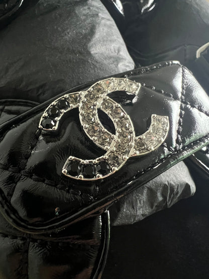 Chanel Shiny Calf Skin Dad Sandals with Crystals Size 38 New In Box