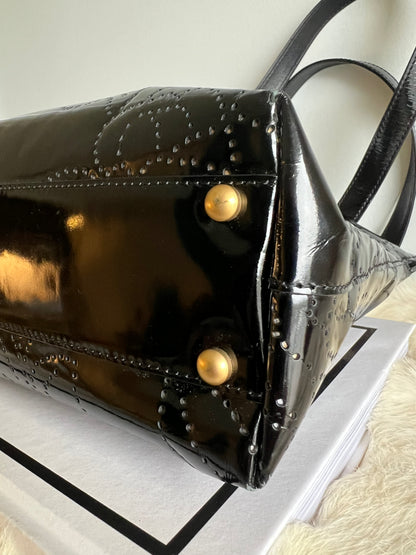 Chanel Camellia Black Patent Leather Tote 8 Series 2003-2004