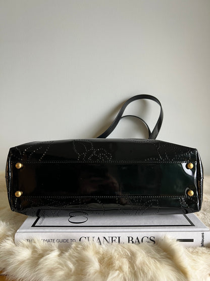 Chanel Camellia Black Patent Leather Tote 8 Series 2003-2004