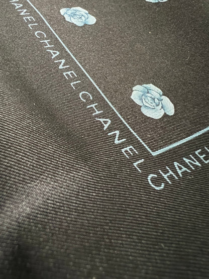 Chanel Silk Scarf Blue Camellia - Small 18x18"