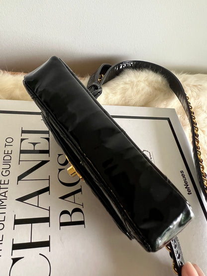 Chanel Patent Leather 1980s Belted Waist Pouch - Black