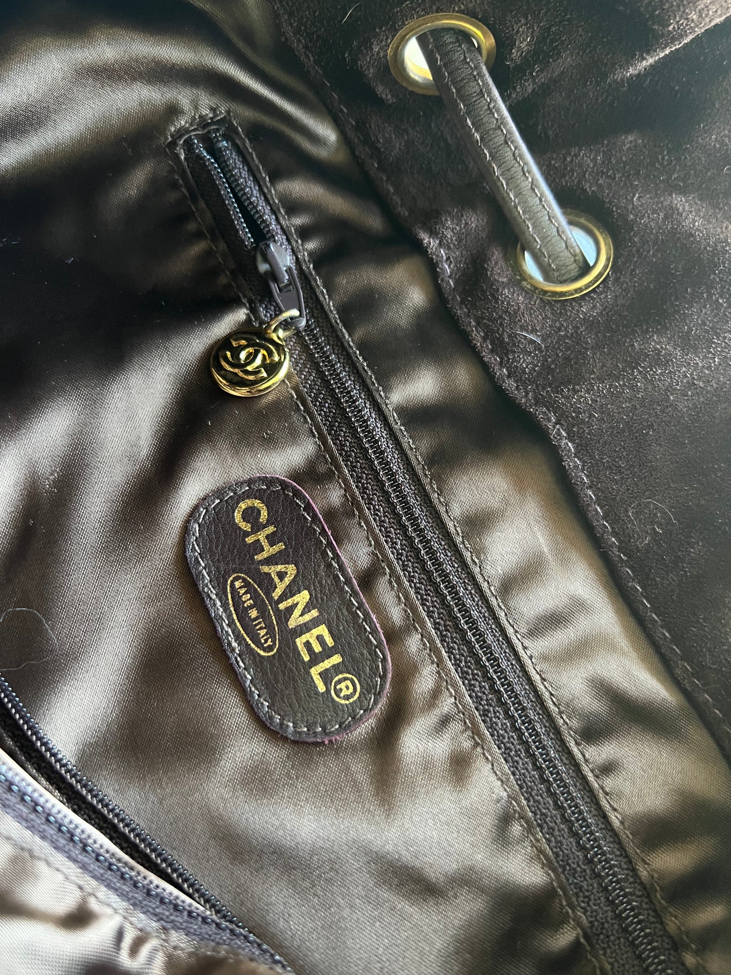 Chanel Quilted Bucket Bag/Hobo Shoulder Tote Bag Brown Suede 3 Series