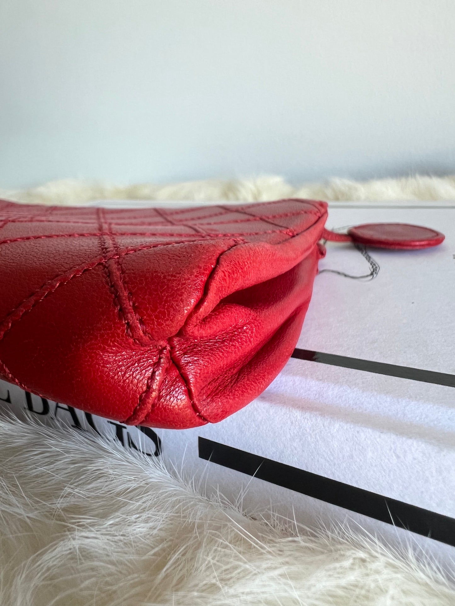 Chanel Diamond Quilted Lambskin Leather Pouch Bag