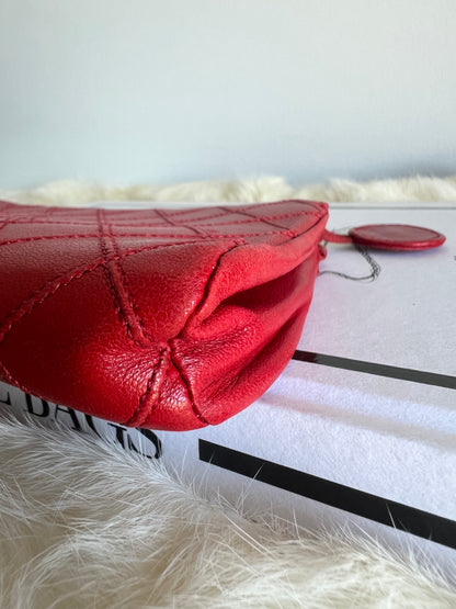 Chanel Diamond Quilted Lambskin Leather Pouch Bag