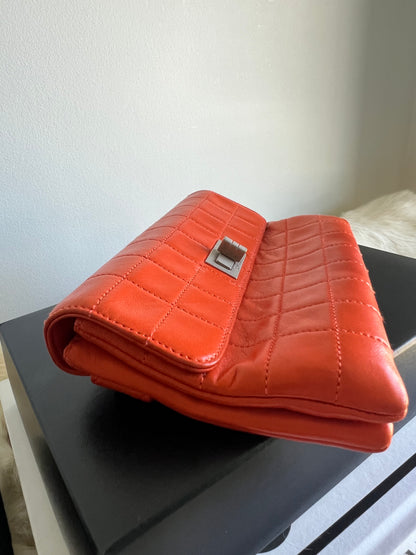Chanel Orange Lamb Chocolate Bar Clutch 6 Series