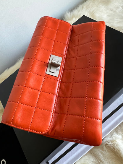 Chanel Orange Lamb Chocolate Bar Clutch 6 Series