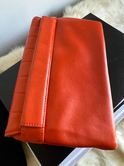 Chanel Orange Lamb Chocolate Bar Clutch 6 Series
