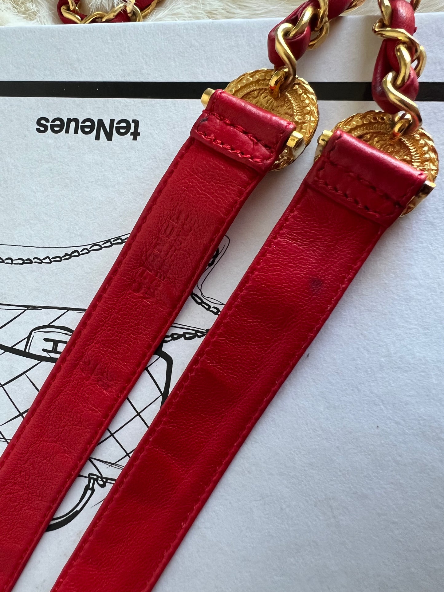Chanel Red Leather and Chain Bow Belt