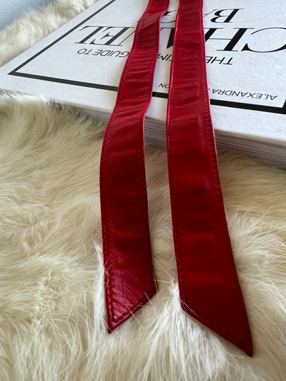 Chanel Red Leather and Chain Bow Belt