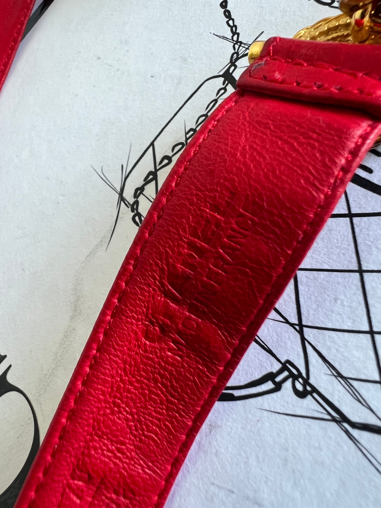 Chanel Red Leather and Chain Bow Belt