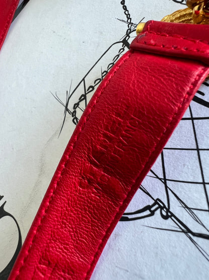 Chanel Red Leather and Chain Bow Belt