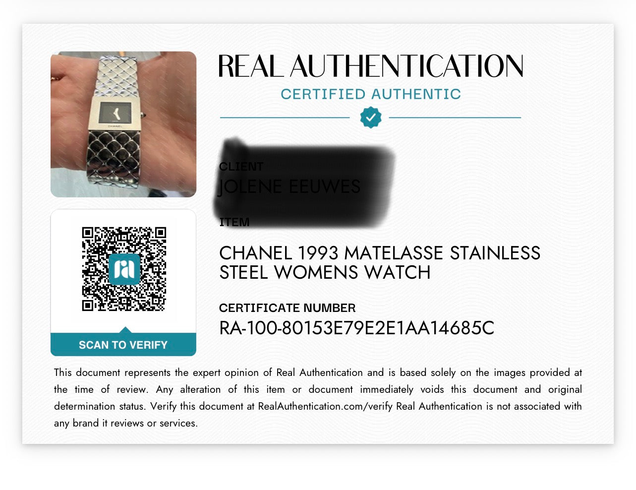 Chanel Quartz Matelasse Stainless Steel Vintage Watch