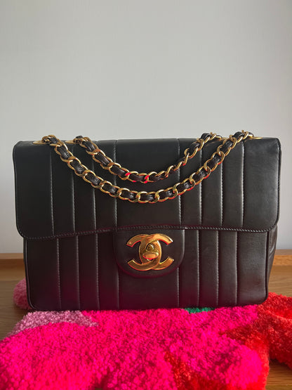 Chanel Black Lambskin Jumbo Horizontal Flap Series 2