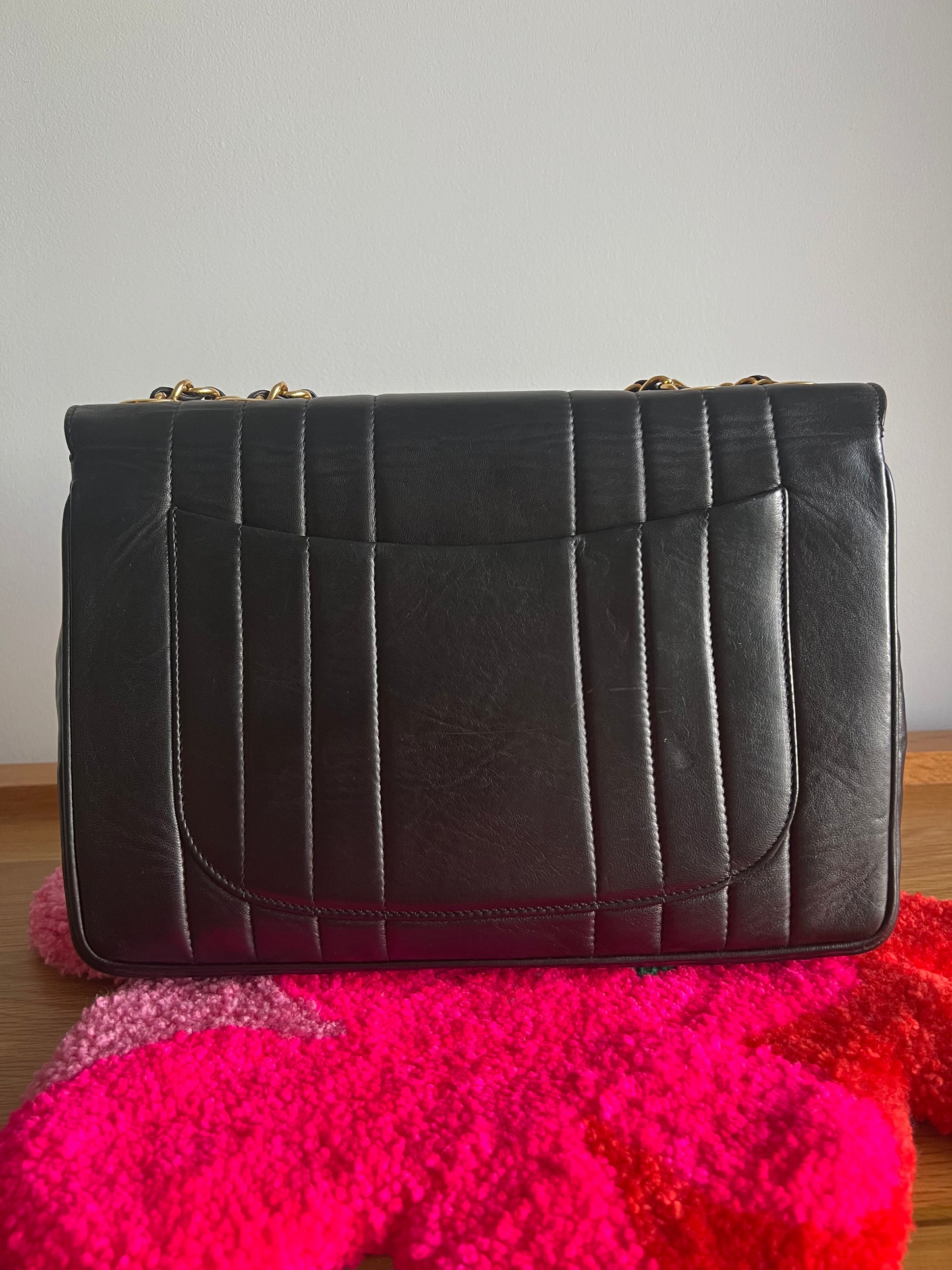 Chanel Black Lambskin Jumbo Horizontal Flap Series 2