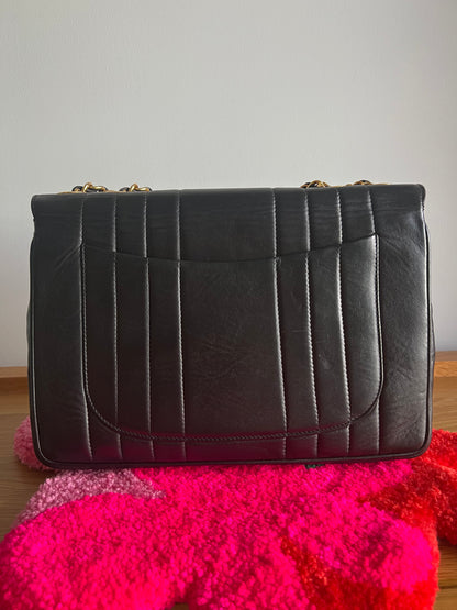 Chanel Black Lambskin Jumbo Horizontal Flap Series 2