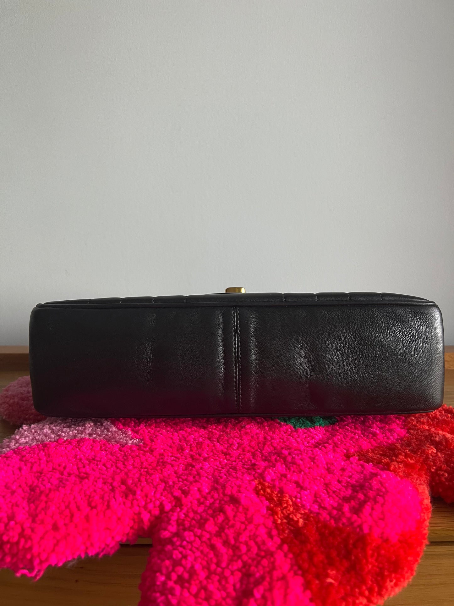 Chanel Black Lambskin Jumbo Horizontal Flap Series 2